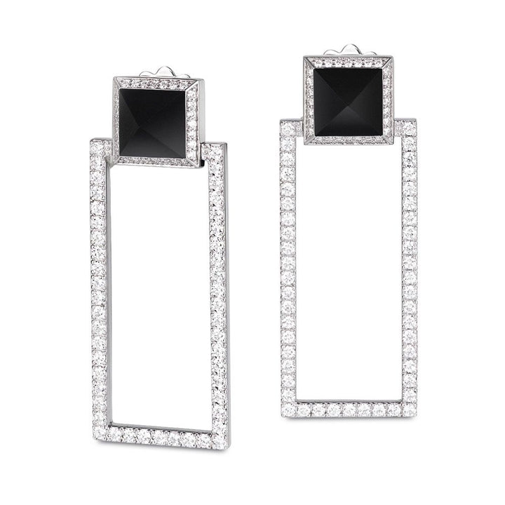 ROCK & DIAMONDS EARRINGS WITH DIAMONDS AND BLACK JADE