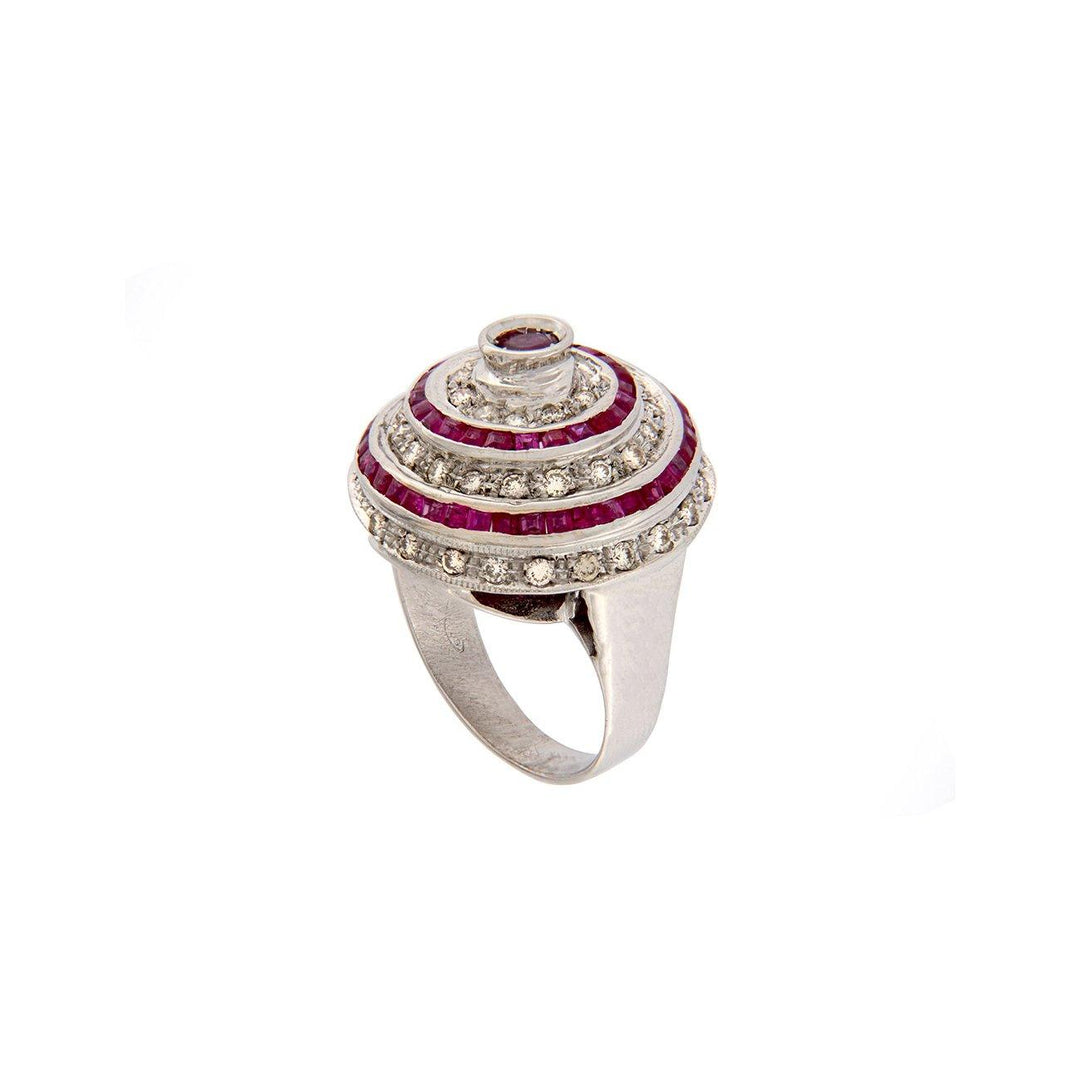 Rubies Candy Cone Gold Ring - S.Vaggi Jewelry Store