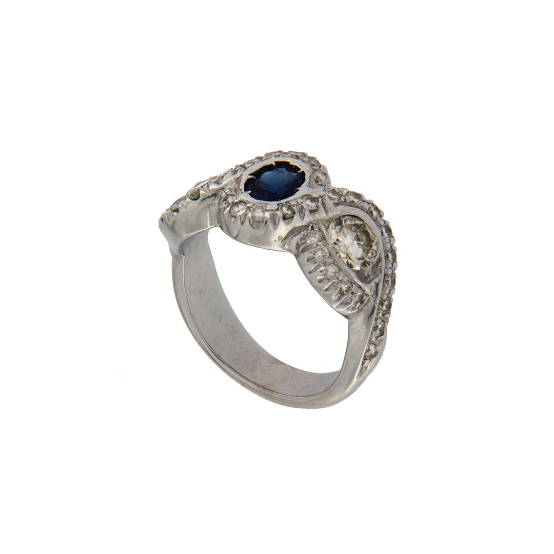 Vintage Diamonds&Sapphires Gold Ring - S.Vaggi Jewelry Store