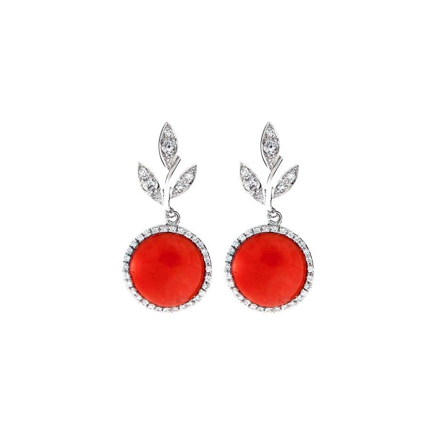 Coral Leaf Earrings - S.Vaggi Jewelry Store