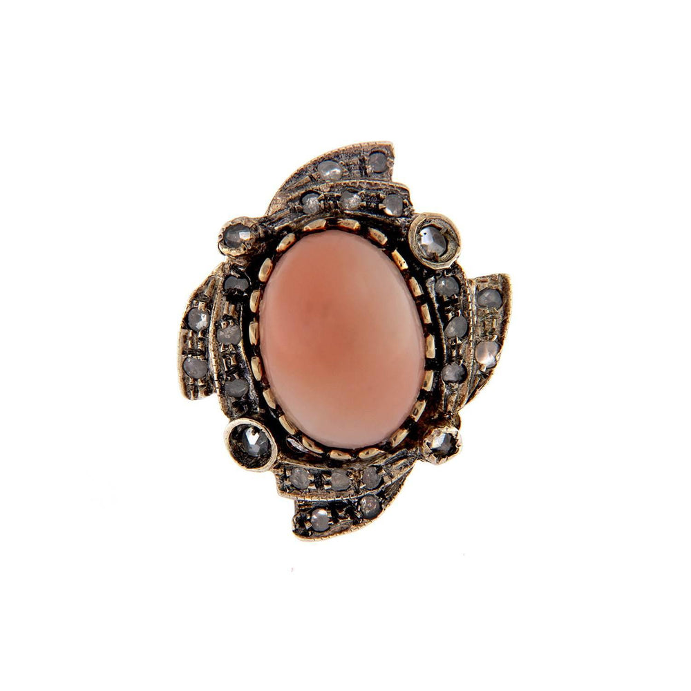 Vintage Diamonds&Coral Gold Ring - S.Vaggi Jewelry Store