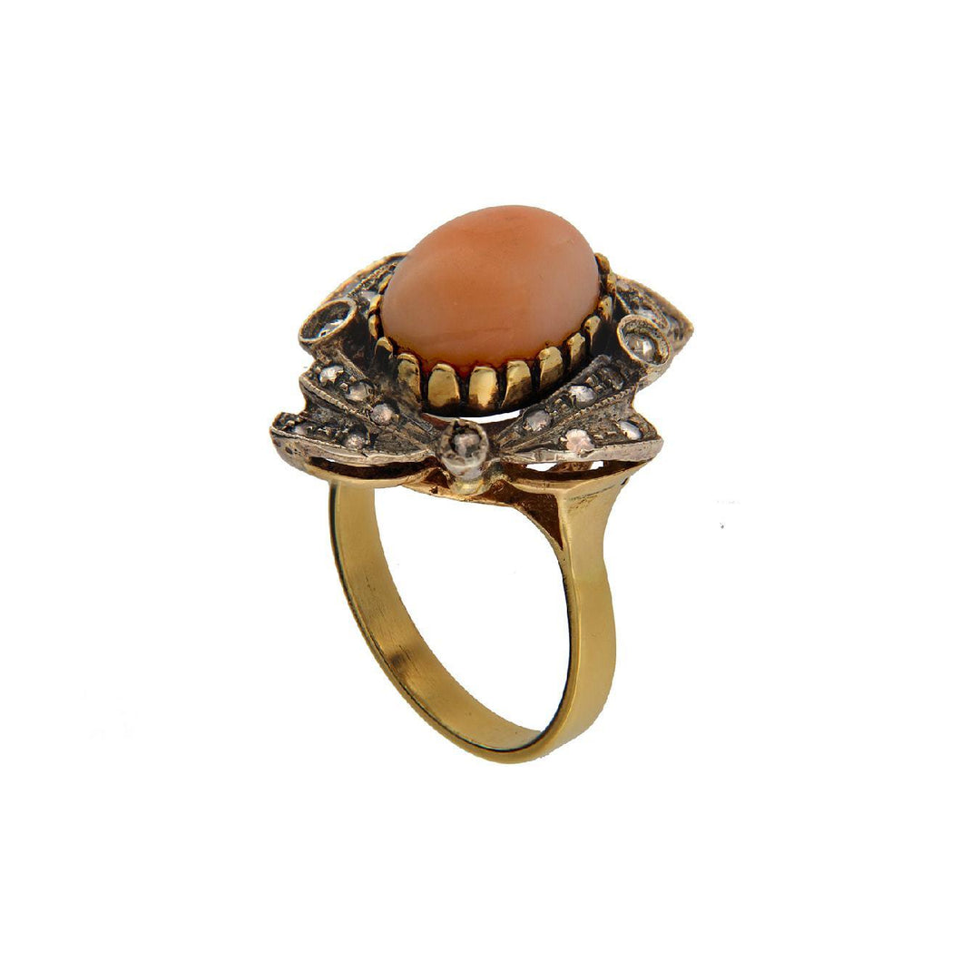 Vintage Diamonds&Coral Gold Ring - S.Vaggi Jewelry Store