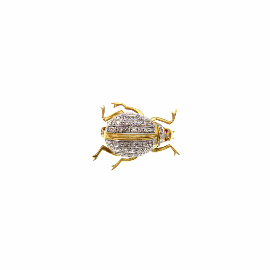 Vintage Gold Brooch with Diamonds
