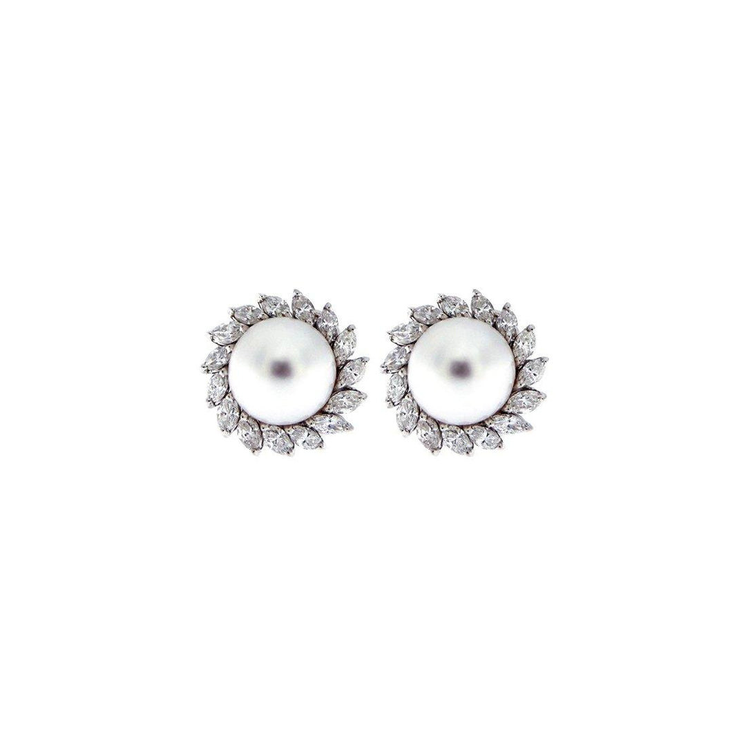 Diamond & Pearl Earrings - S.Vaggi Jewelry Store