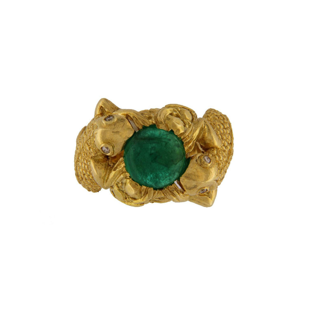 Vintage Emeralds Lizards Gold Ring - S.Vaggi Jewelry Store