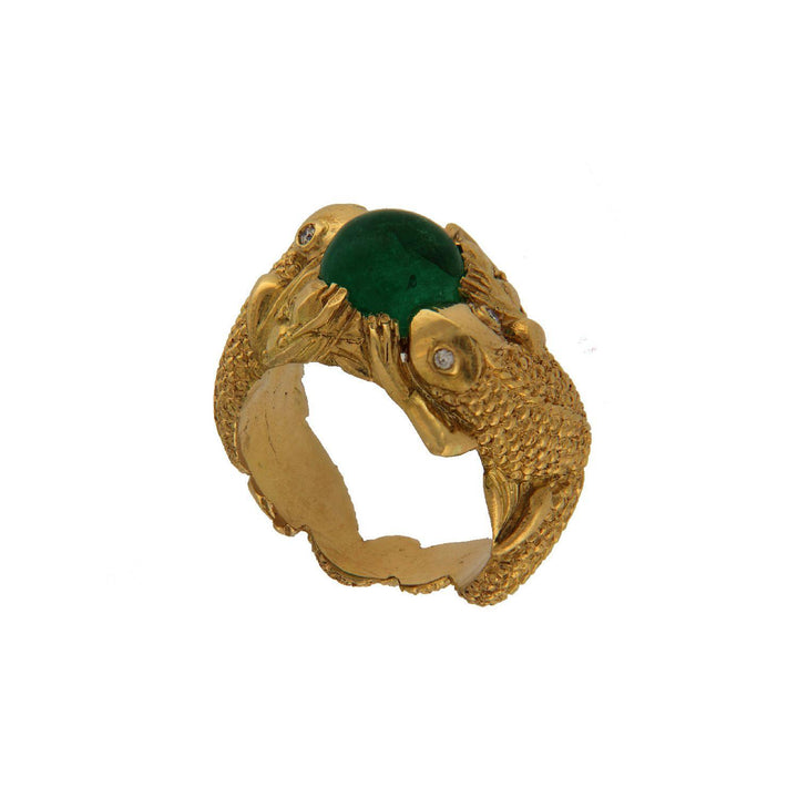 Vintage Emeralds Lizards Gold Ring - S.Vaggi Jewelry Store