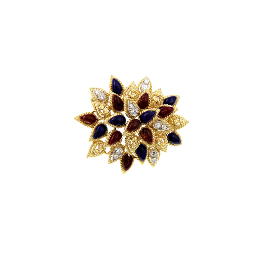 Vintage Gold Brooch with Diamonds