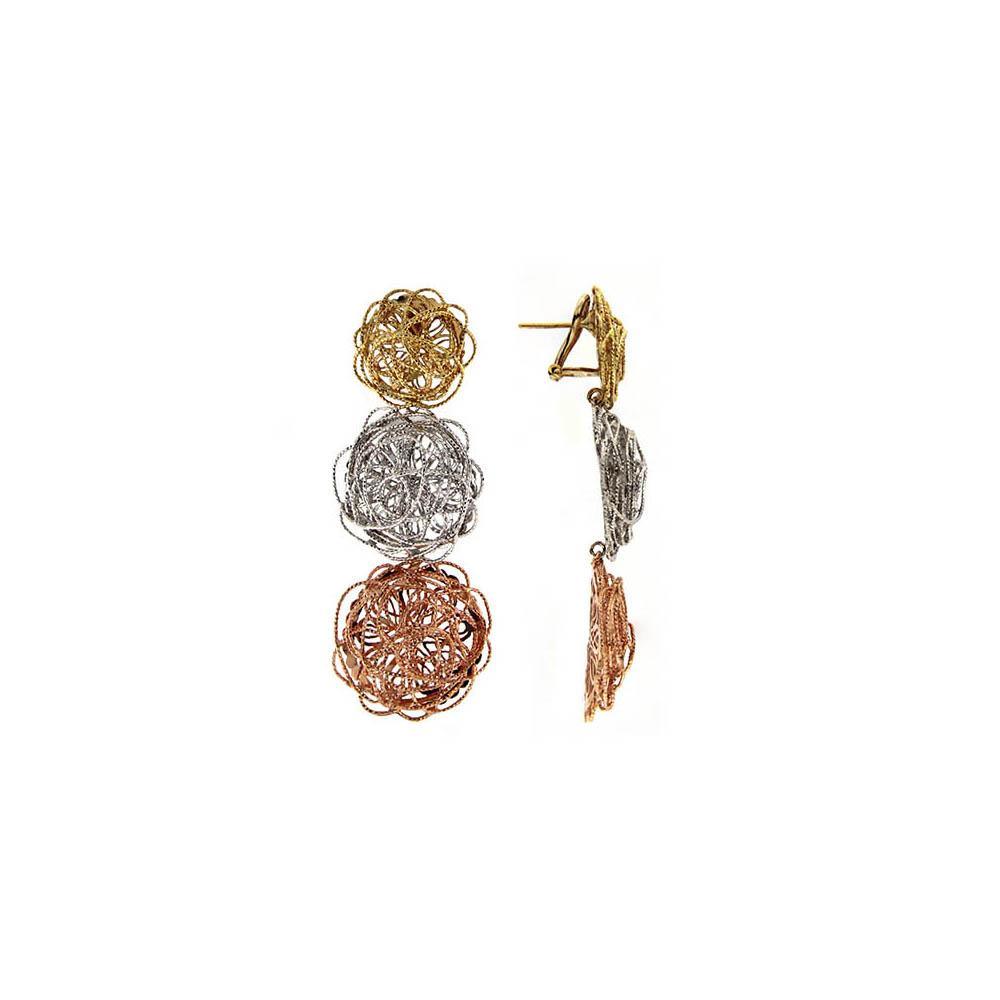 Long Three Flowers Earrings - S.Vaggi Jewelry Store