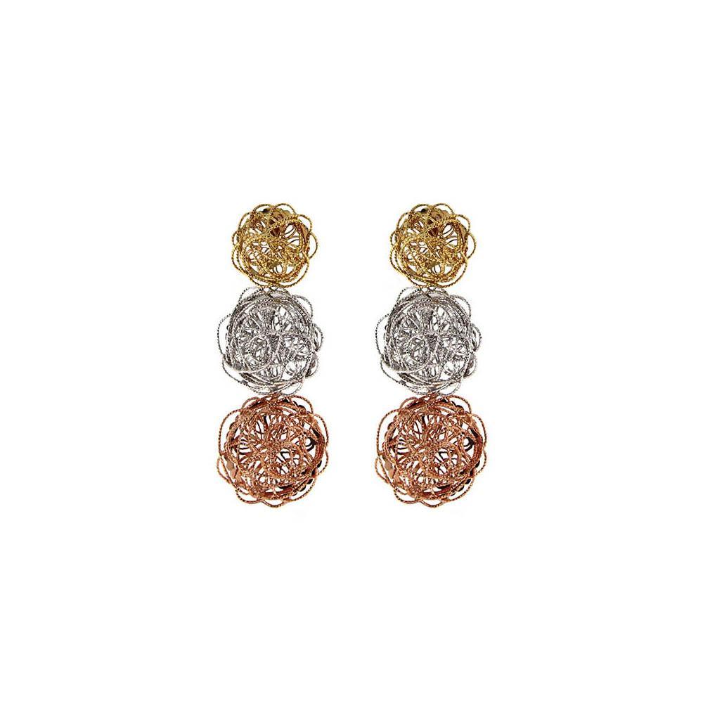 Long Three Flowers Earrings - S.Vaggi Jewelry Store