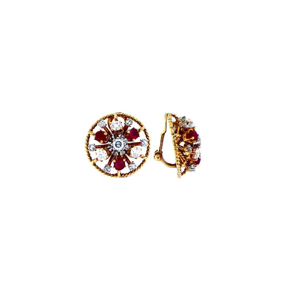 Round Ruby Earrings - S.Vaggi Jewelry Store