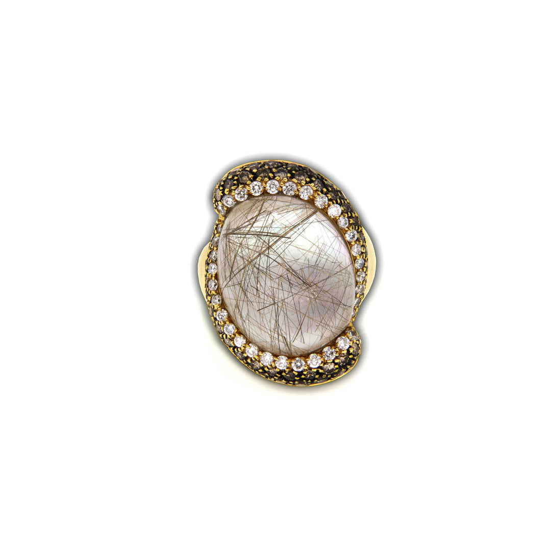 Gold ring with Rutilated Quartz