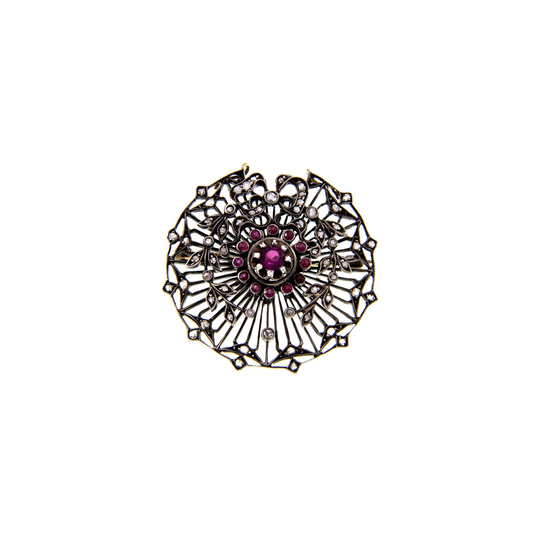 Vintage Gold Brooch with Ruby