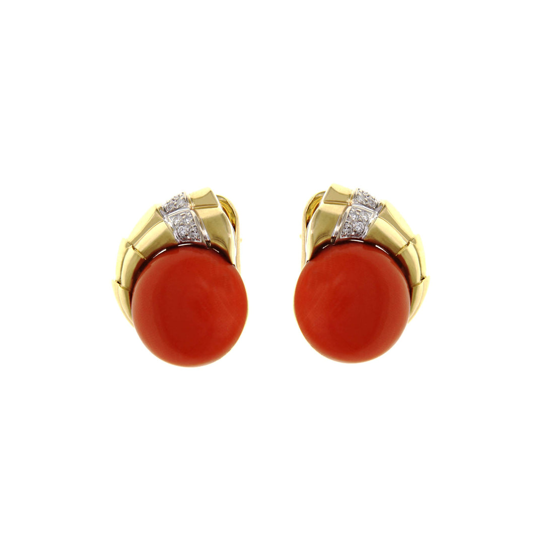 Vintage Gold Earrings with Coral