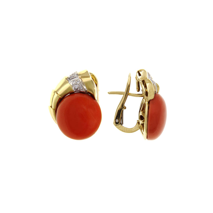 Vintage Gold Earrings with Coral