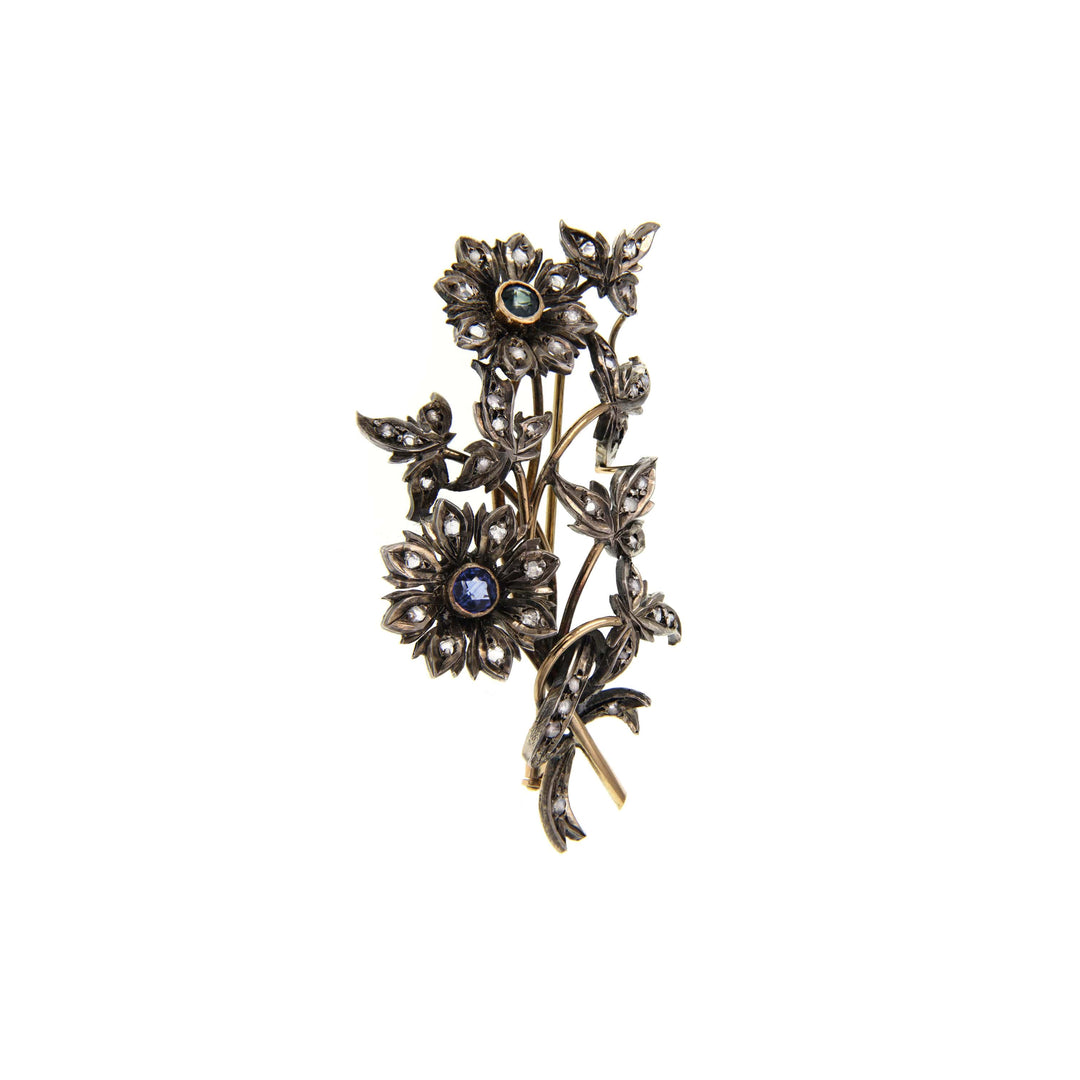 Vintage Gold Brooch with Diamonds