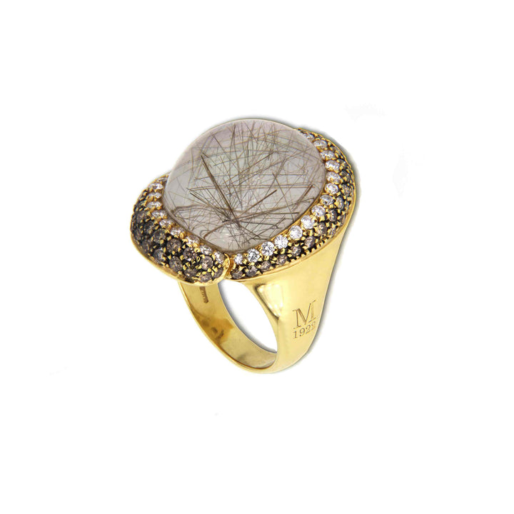 Gold ring with Rutilated Quartz