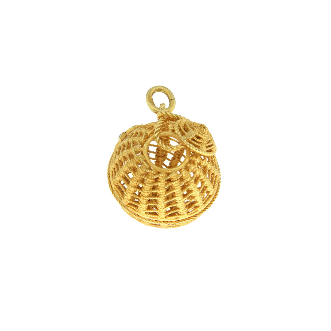 Vintage Gold Pendant with Enamel